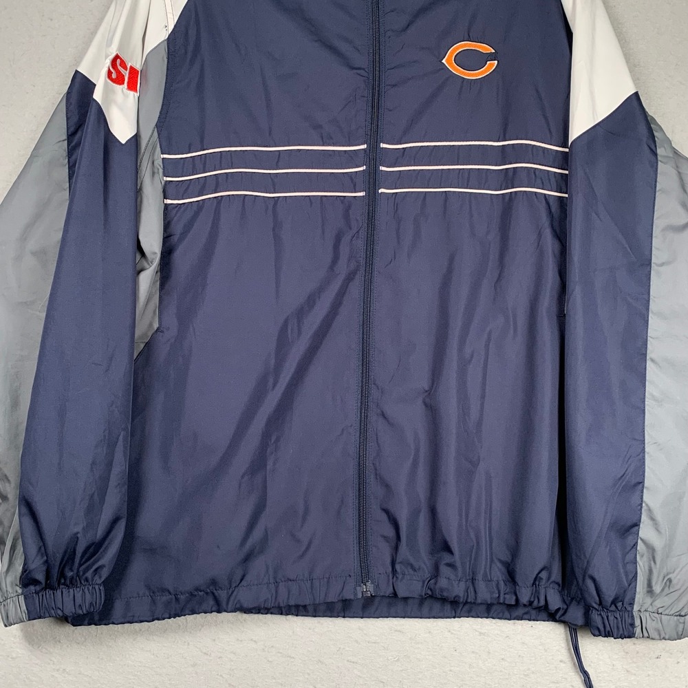 Reebok Windbreaker Jacket Mens Large Blue NFL Team Apparel Chicago Bears Zip Up - Picture 5 of 14
